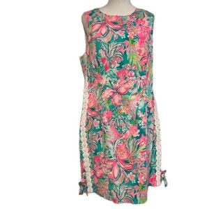 Lilly Pulitzer, Floral Sleeveless Dress - Pink and Green, Size 6